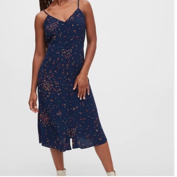 Gap Floral Slip Dress Button Down Adjustable Straps Size Small - Picture 1 of 9